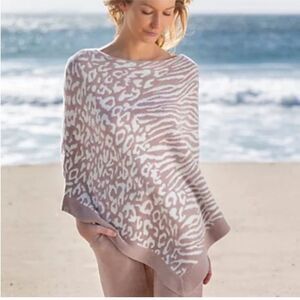 Barefoot Dreams CozyChic ultra lite ocean breeze poncho sweater pullover OS NEW